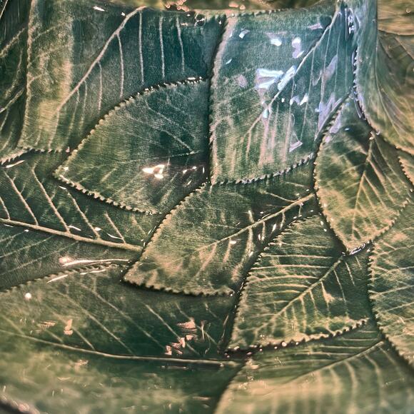 Green Leaves Chips and Dip Platter Ceramic Made in Italy - Picture 6 of 6